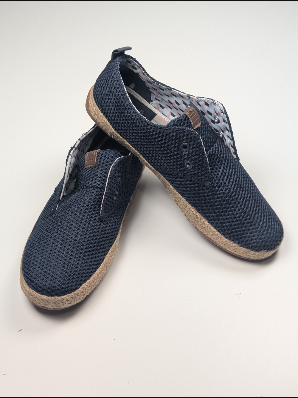 Ben Sherman Mens Mesh Knit Espadrille Slip On Shoes Navy Blue Loafers Size 10